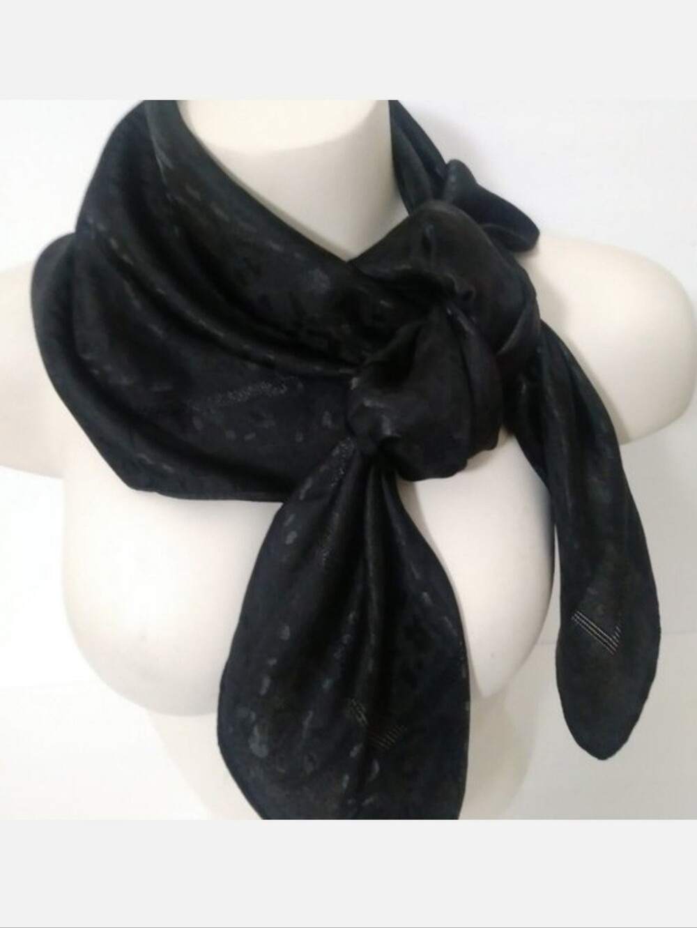 New Black Square Satin Scarf - Elegant Lightweight Animal Print